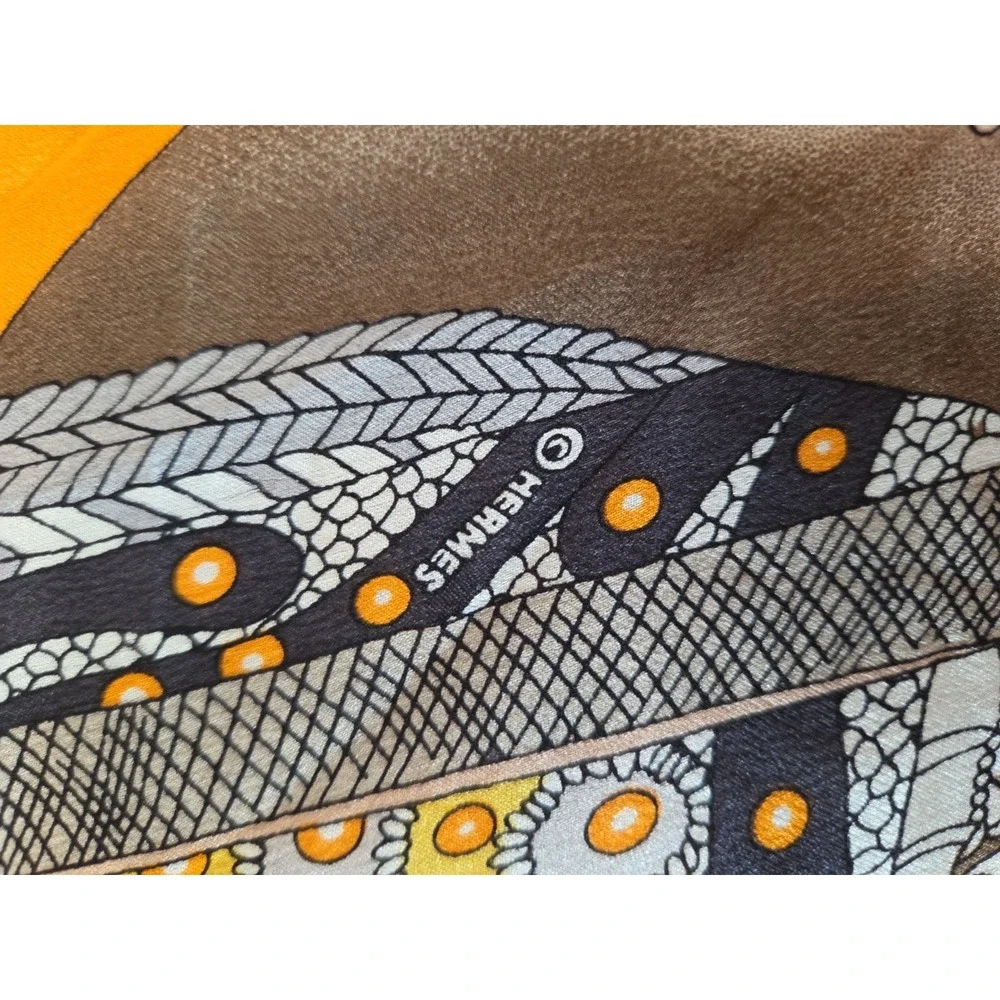 Hermès Selle de Dignitaire Silk Scarf Shawl Wlodek Kaminski Orange Made France